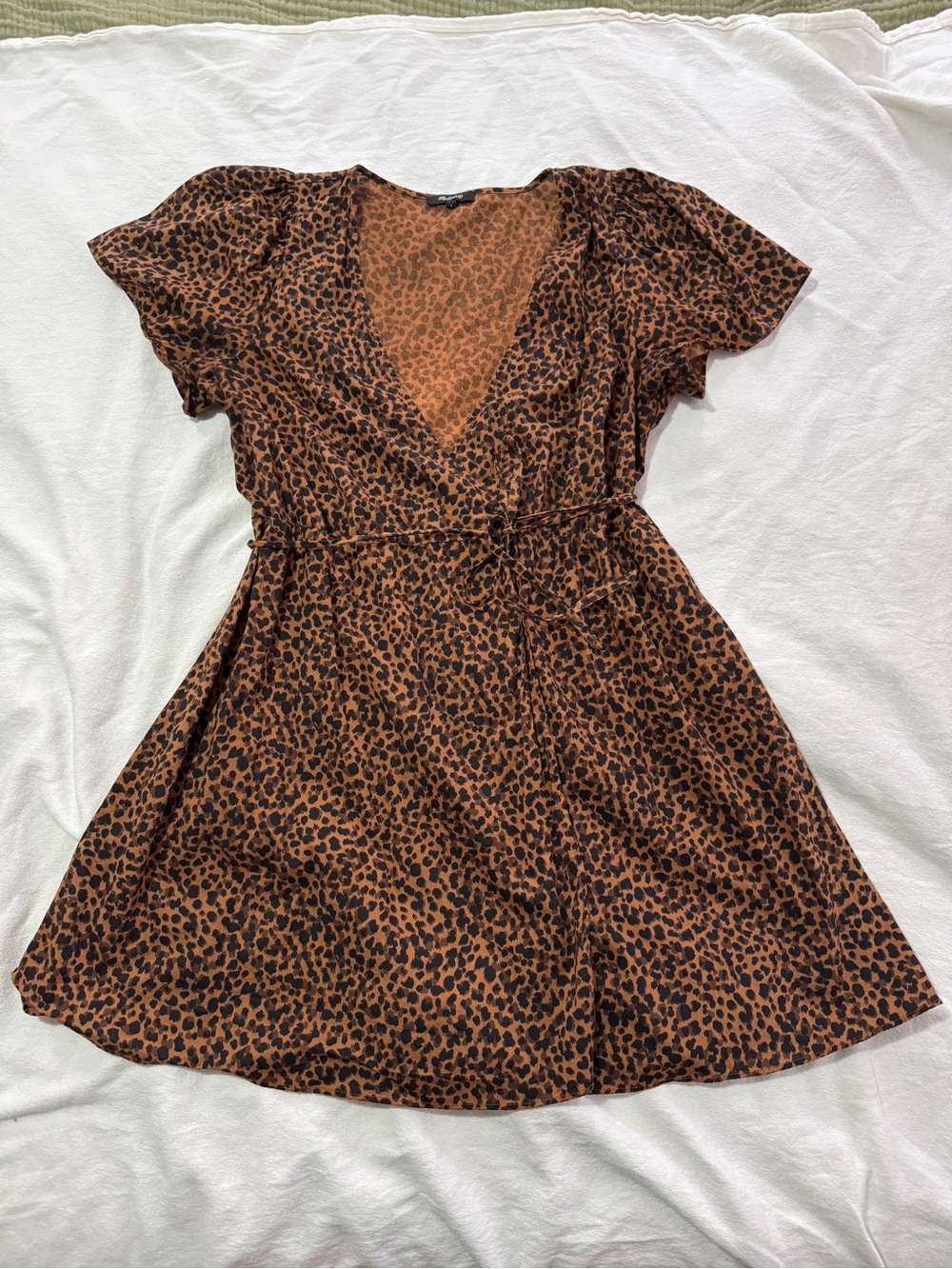 Madewell Brown Leopard-Print Wrap Dress Small S